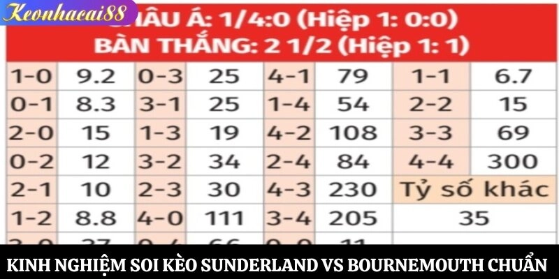 Kinh nghiệm soi kèo Sunderland vs Bournemouth chuẩn xác
